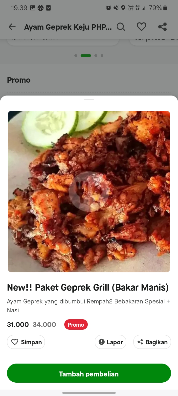 New!! Paket Geprek Grill (Bakar Manis)