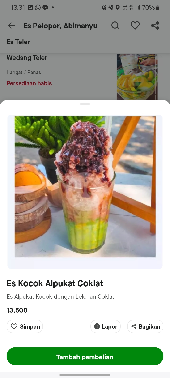 Es Kocok Alpukat Coklat