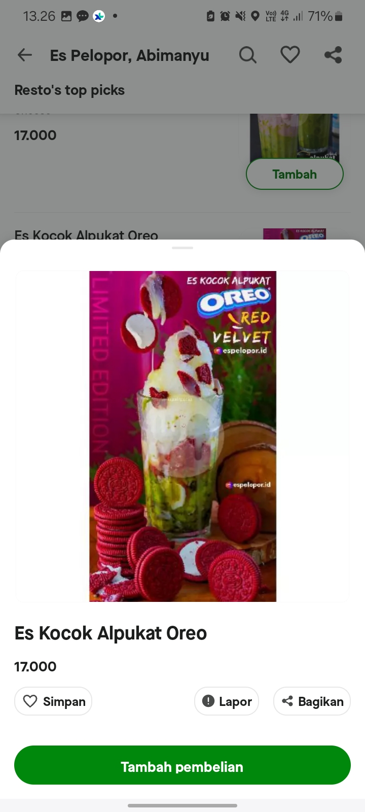 Es Coklat Alpukat Oreo