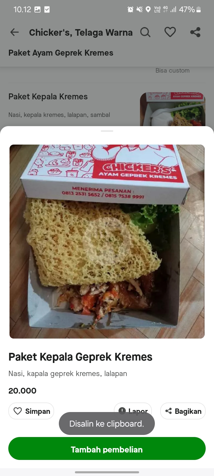 Paket Kepala Geprek Kremes