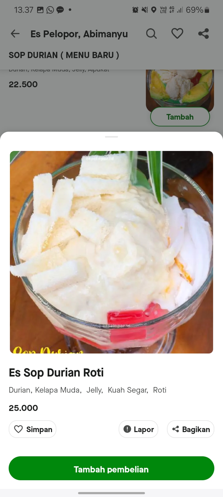 Es Sop Durian Roti