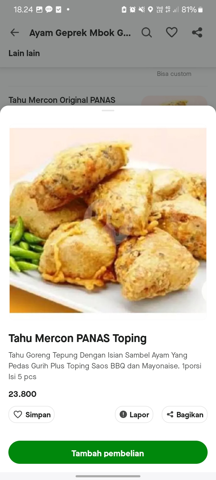 Tahu Mercon PANAS Toping