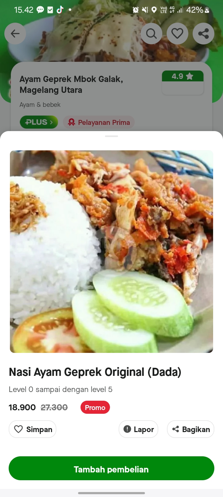 Nasi Ayam Geprek Original (Dada)
