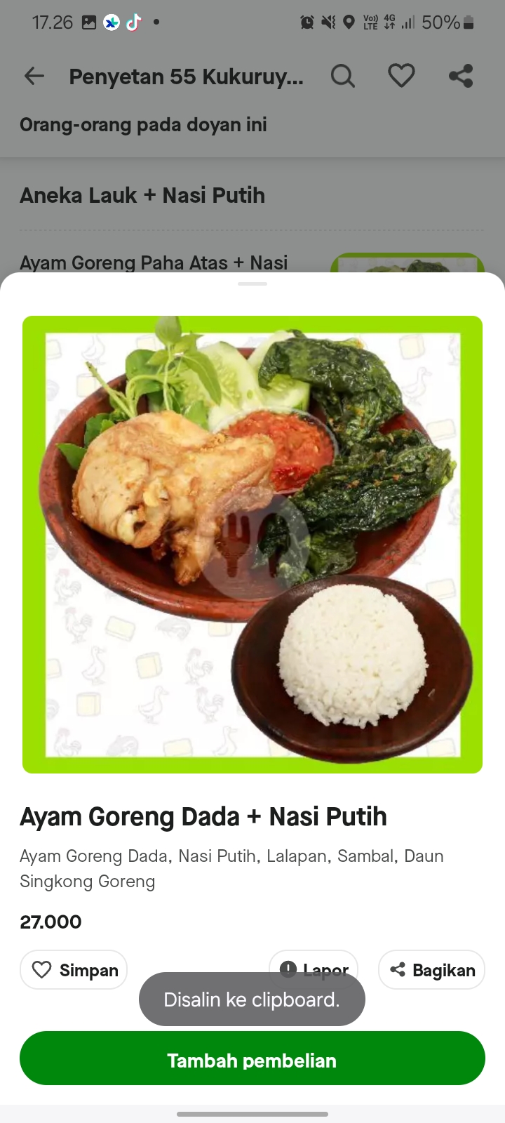 Ayam Goreng Dada + Nasi Putih