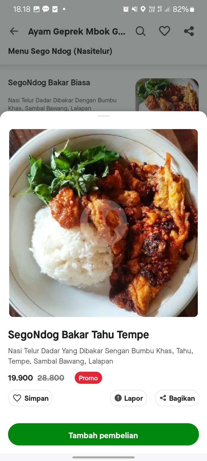 SegoNdog Bakar Tahu Tempe