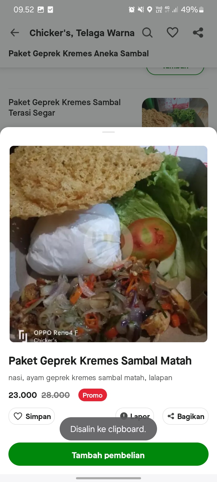 Paket Geprek Kremes Sambal Matah