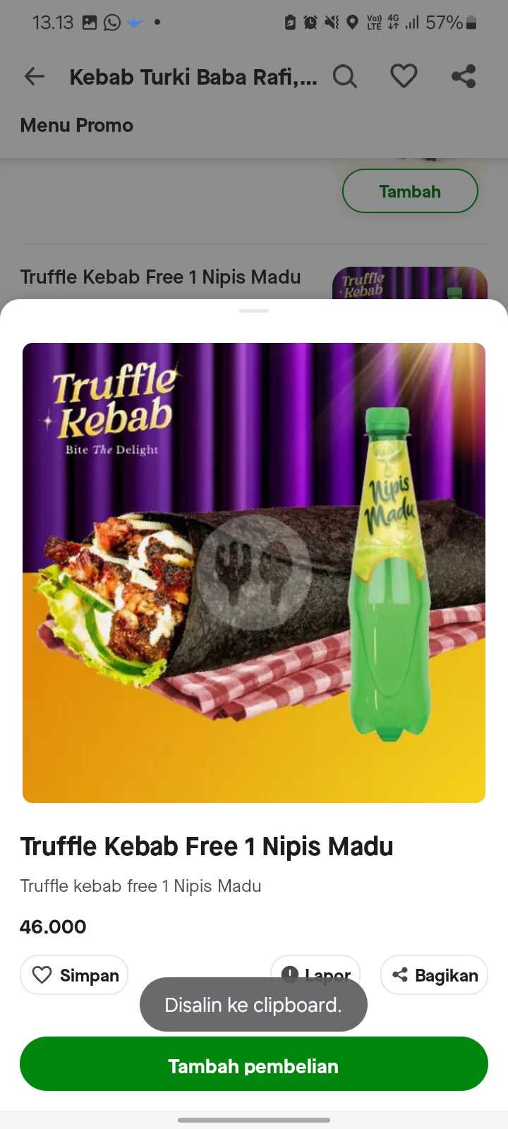 Truffle Kebab Free 1 Nipis Madu