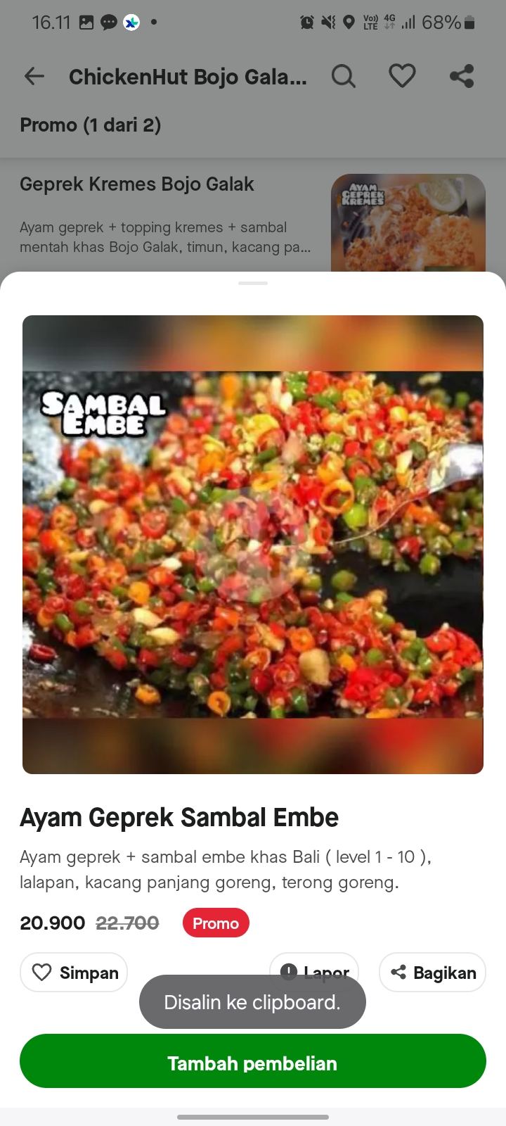 Ayam Geprek Sambal Embe