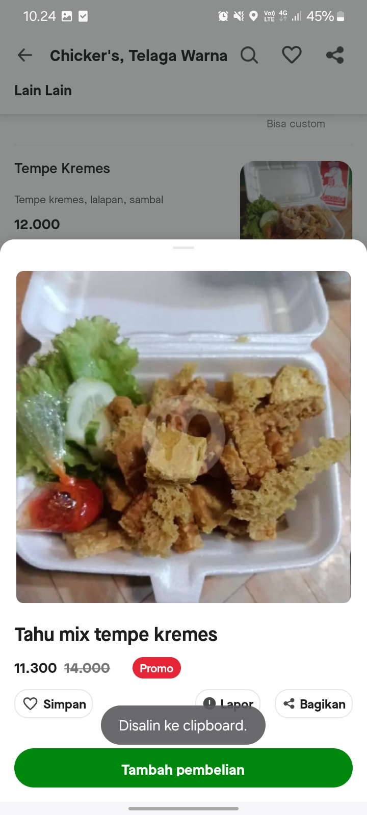 Tahu mix tempe kremes