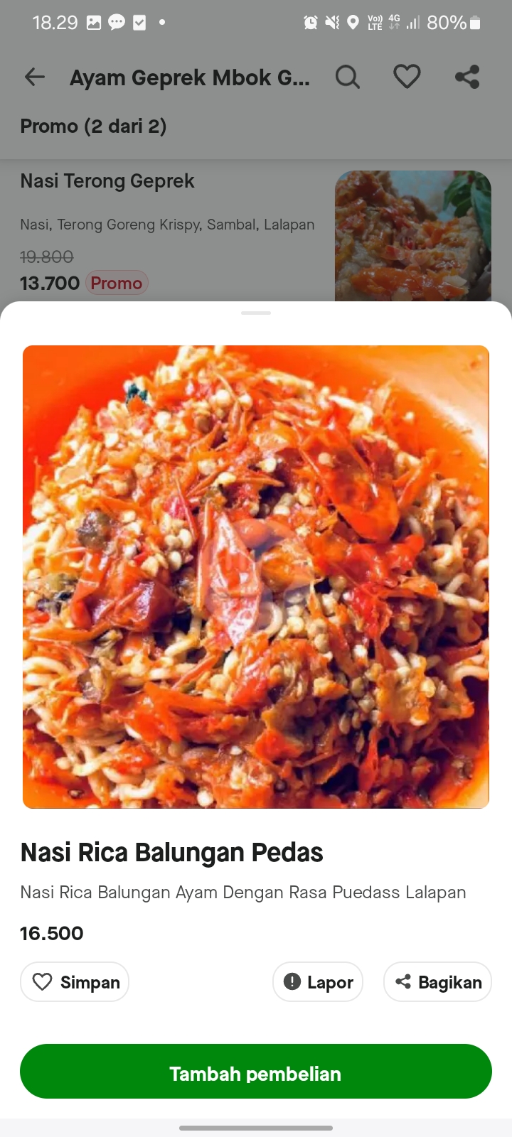 Nasi Rica Balungan Pedas